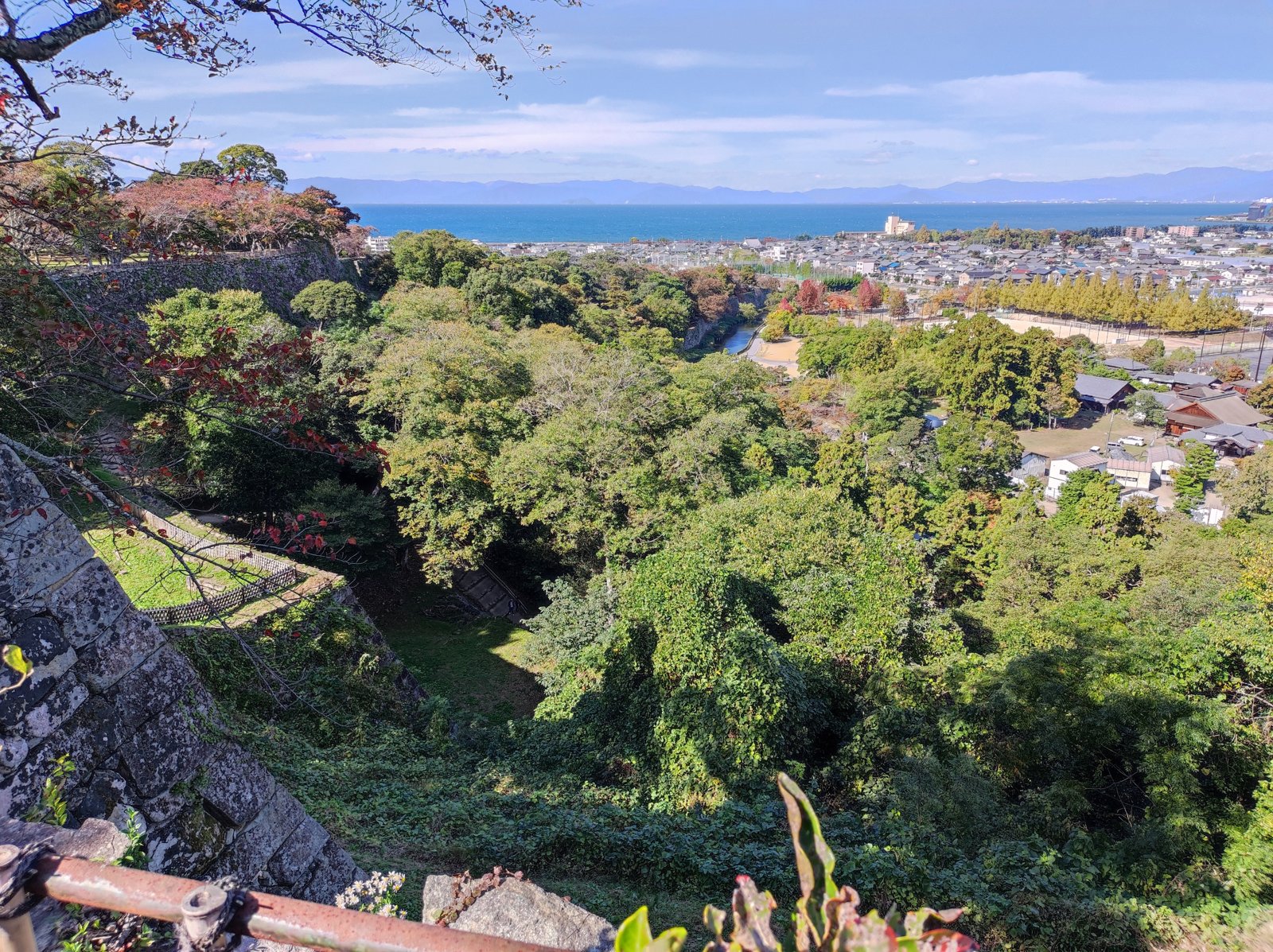 琵琶湖と彦根の町