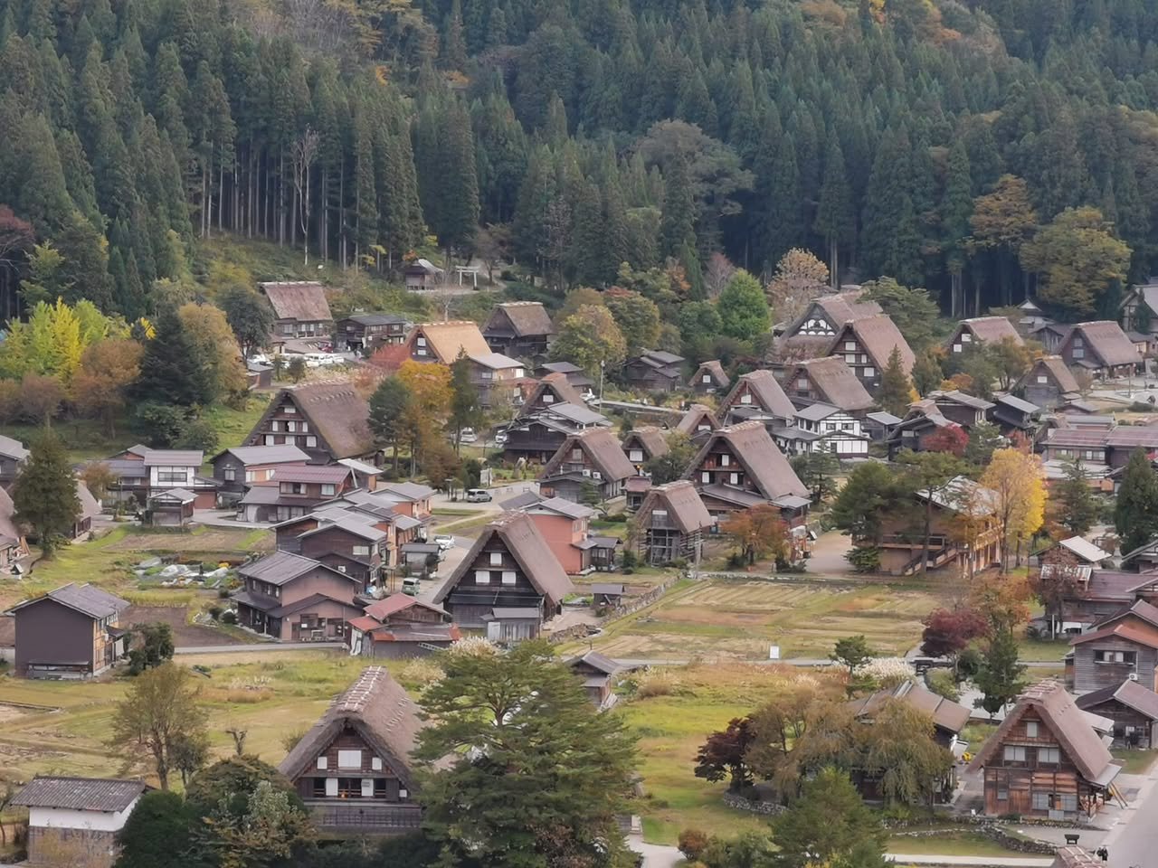 山の上から見た白川郷
